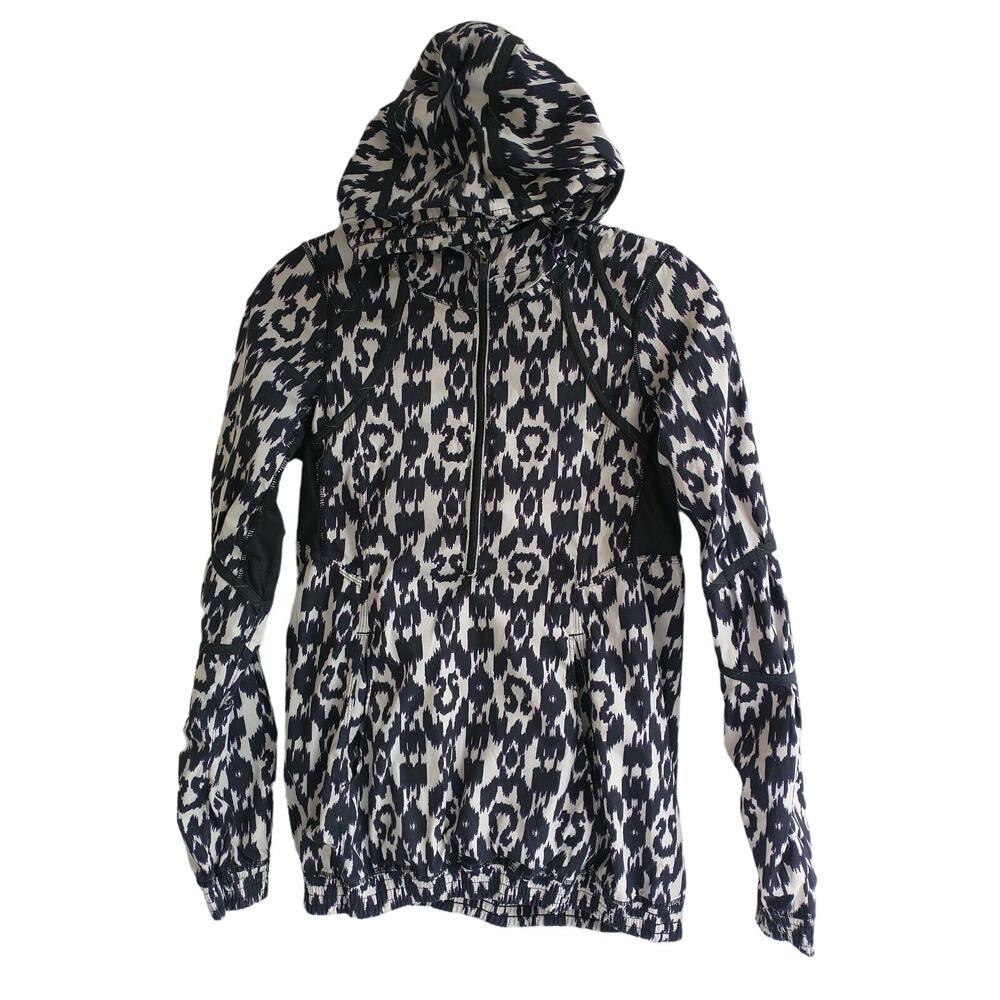 LULULEMON Women's Willpower 1/2 Zip Windbreaker Hooded Jacket Ikat Size 0/2? EUC